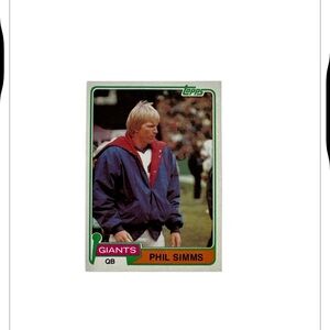 Topps Giants QB Trading Card with Green and Red Accents of HOF Phil Simms rare